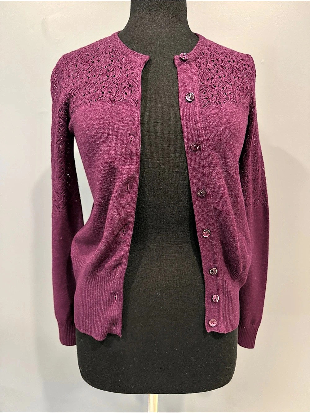 ETRO Purple Open Front Cardigan Size 42 Like New